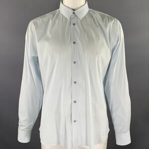 JIL SANDER Size L Blue White Pinstripe Cotton  Long Sleeve Shirt